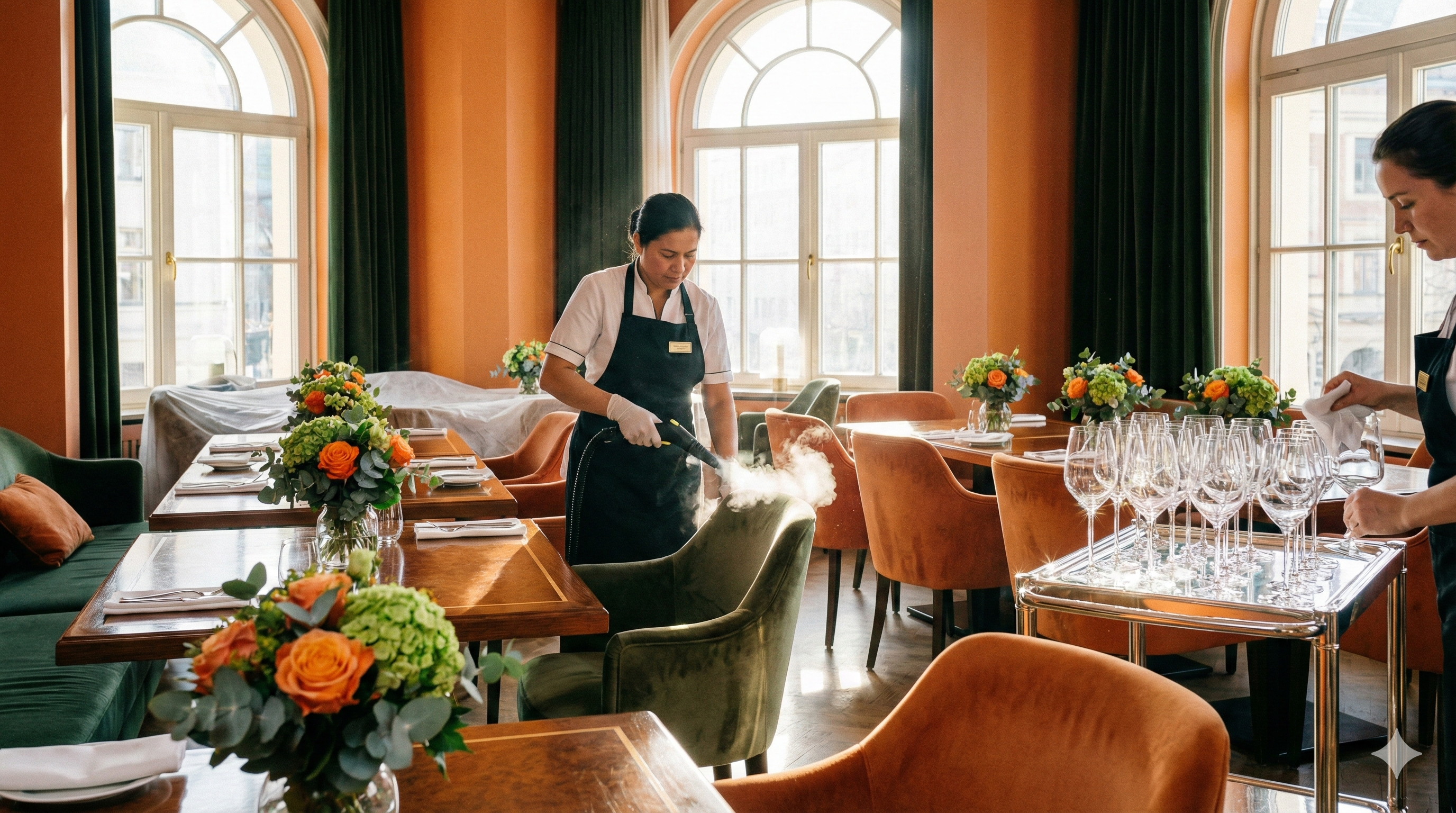 Bucătărie profesională curată de echipa SparkLux